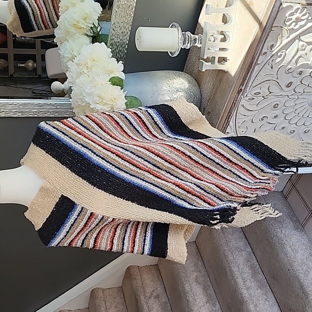 Striped Poncho OSFM Navajo Inspired Cape